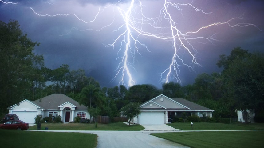 lightning storm over house
